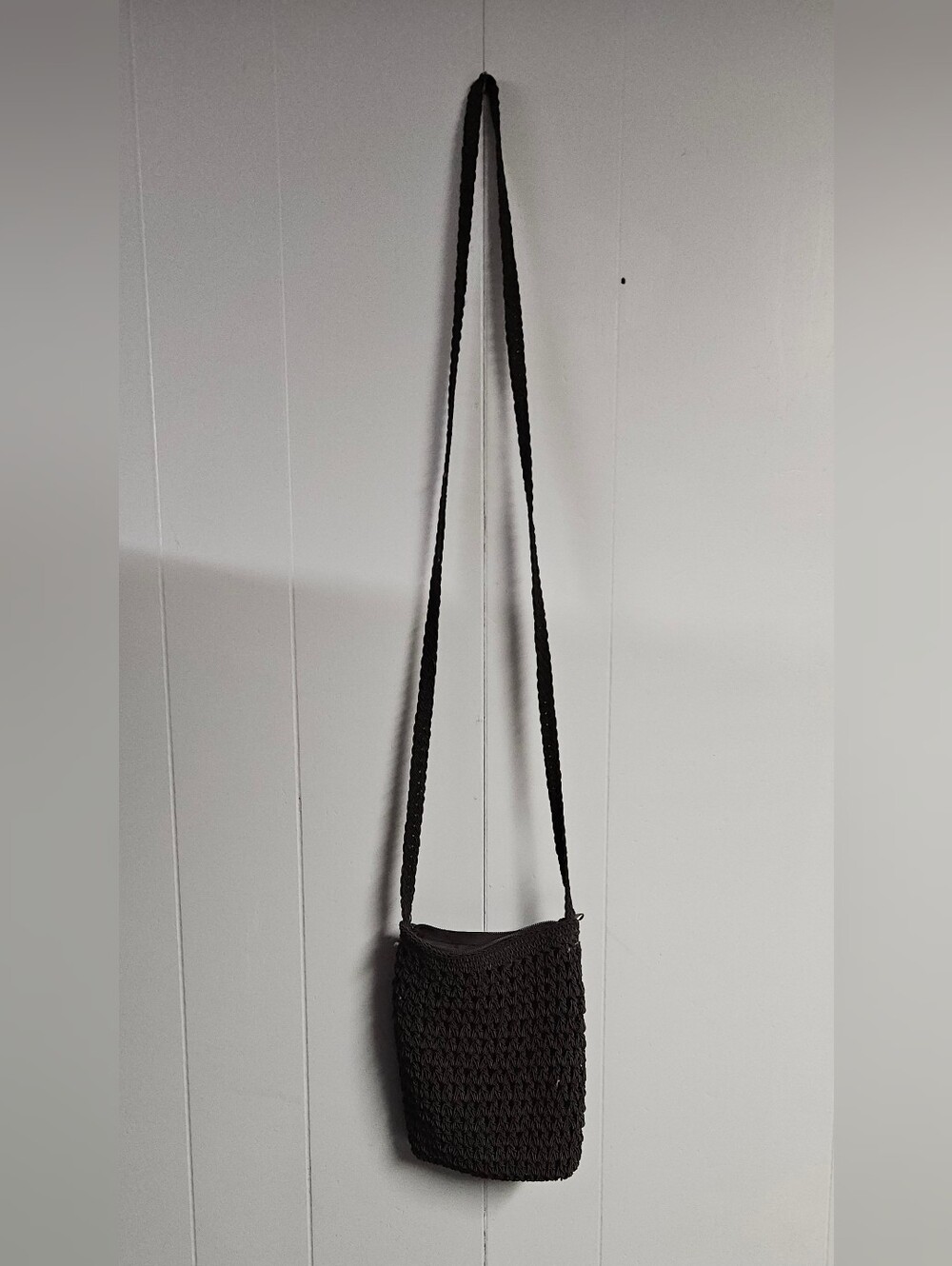 Dark Chocolate Brown Crochet Crossbody Bag